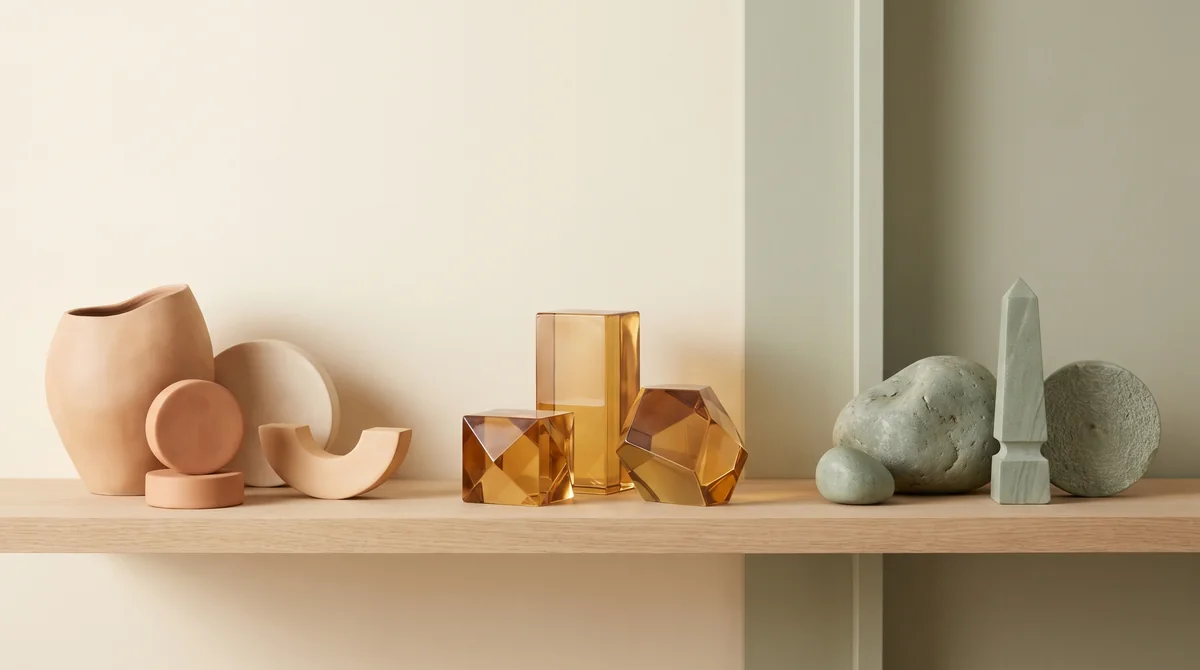 Drie groepen voorwerpen van keramiek en glas — een symbolische illustratie.